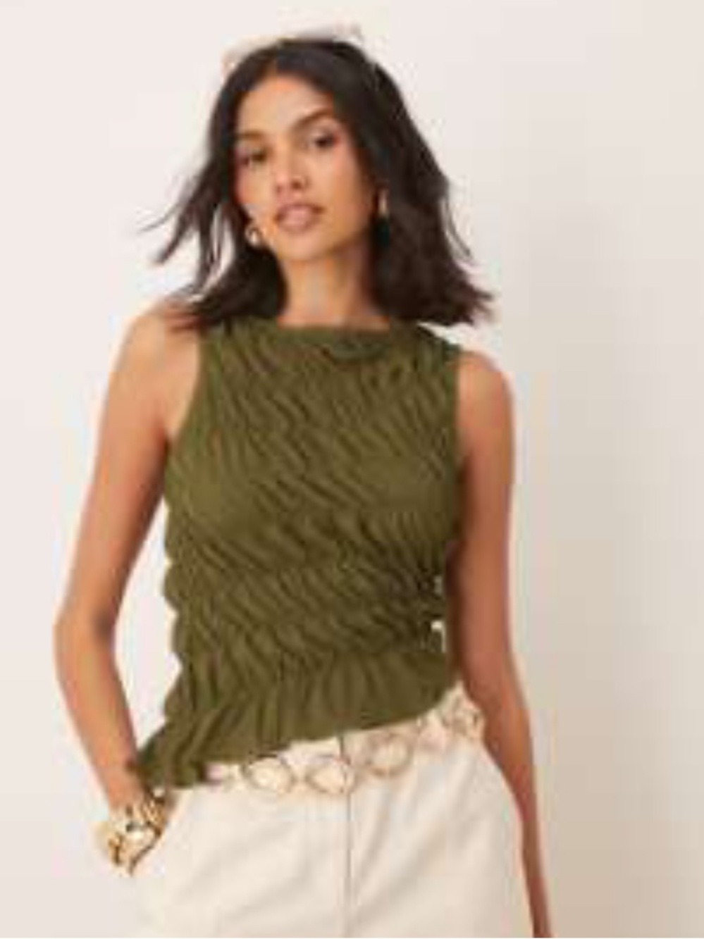 ASOS Olive Green Ruched Sleeveless Tank